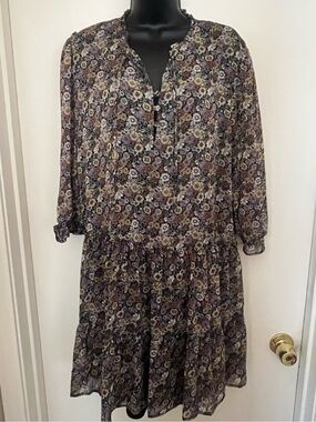 Rewind Floral Tiered Long Sleeve Dress